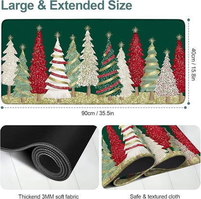 Christmas Tree - Green Gaming Mouse Pad 35.4"x15.7"Desk Mat Anti-Slip Rubber - Image 2