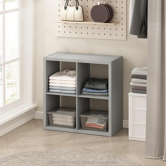 Furinno Cubic Extra Thick 4-Cube Closet Organizers and Storage, Light Grey | by Furinno-FitsYourSpaceFitsYourBudget