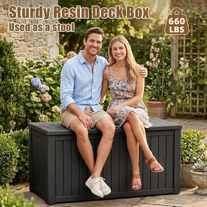 200 Gallon Outdoor Storage Box, Large Waterproof Resin Deck Box, Lock Storage - Image 6