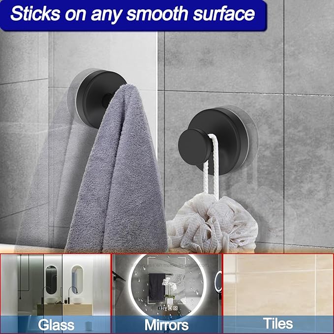 Bntuk Suction Cup Hooks for Shower, Removable Towel Hooks for Bathroom Window - Image 4