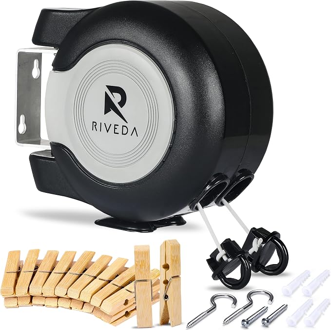 RIVEDA Dual Retractable Clothesline 49 ft Each Line by RIVEDA