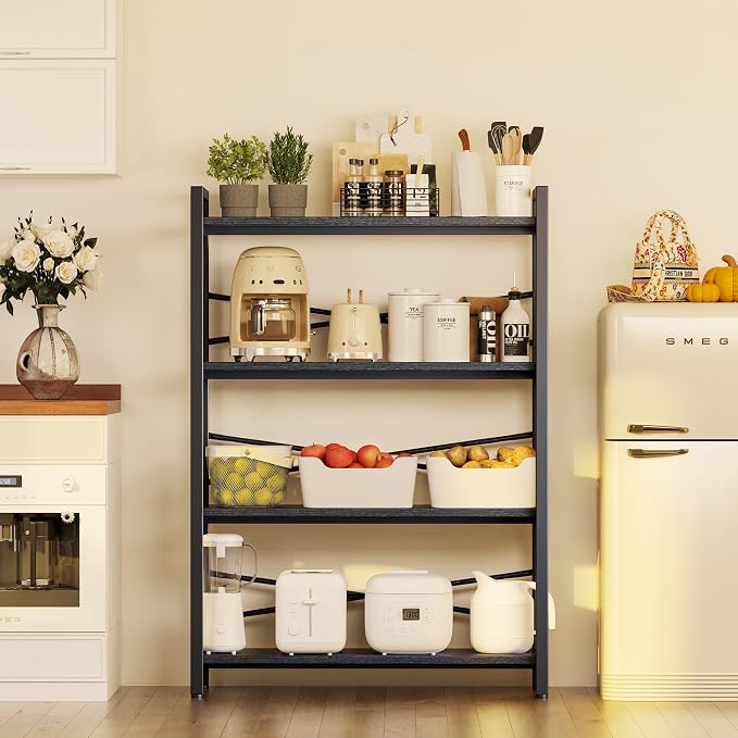 4 Tier Bookshelf 31.49" Width, Tall Book Shelf Storage and Organization - Image 4