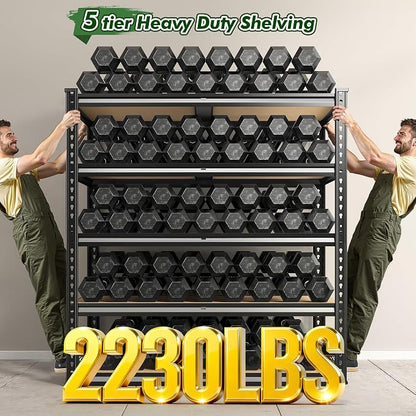 72.2" H Garage Shelves 2230LBS Storage Shelves, 5 Tier Adjustable Metal Shelving - Image 6