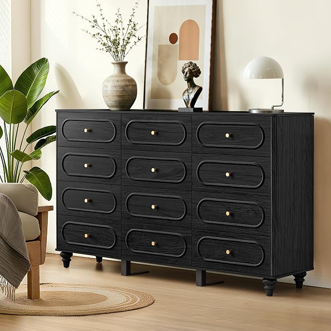 12 Drawer Fluted Dresser for Bedroom, Mid Century Modern Chest of Drawers - Image 7