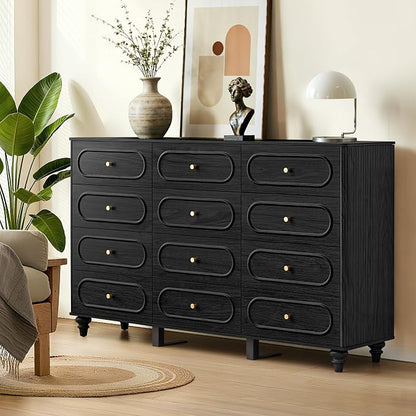 12 Drawer Fluted Dresser for Bedroom, Mid Century Modern Chest of Drawers - Image 7