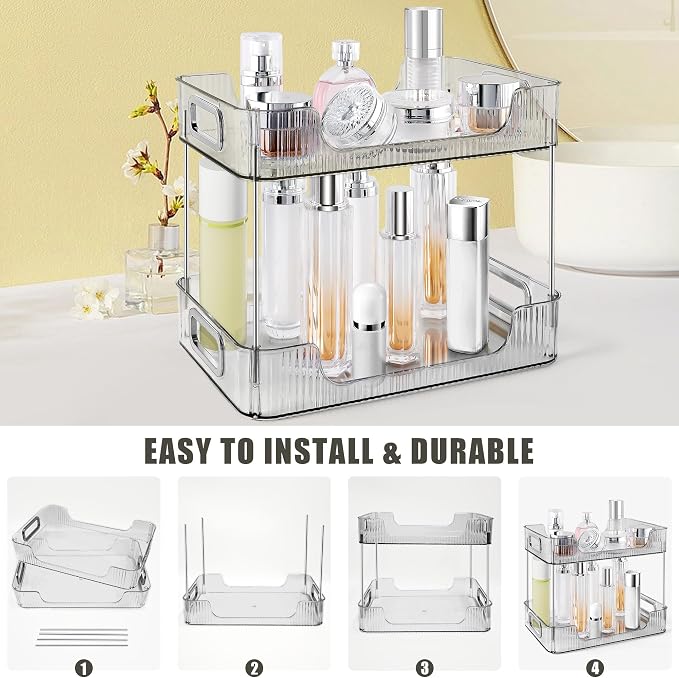 2-Tier Bathroom Counter Organizer Countertop Storage, Dresser Organizer Vanity - Image 4