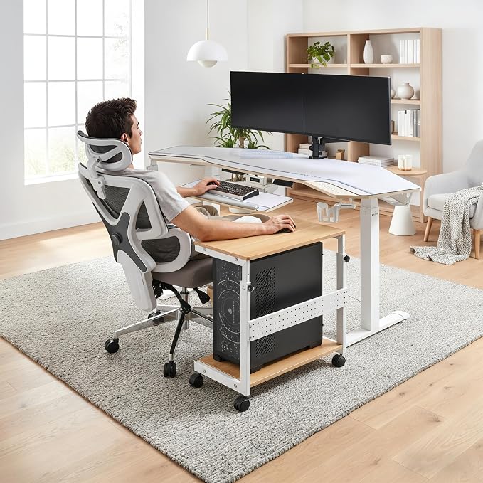 EUREKA ERGONOMIC PC Stand Computer Cart, Height Adjustable Tower Stand 2-Tier - Image 2