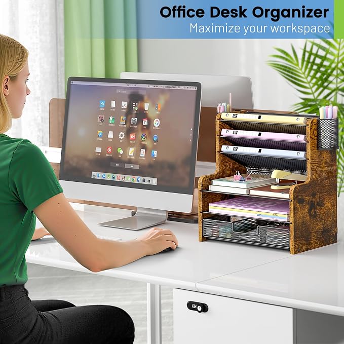 DAOUTIME 6-Tier Mesh Desk Organizer - Image 5