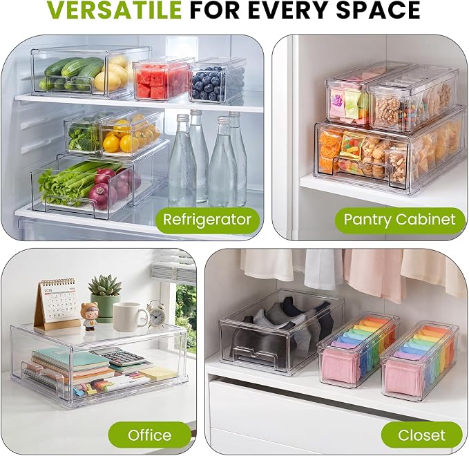 6Pack Fridge Organizers and Storage, Stackable Fridge Organizer Bins - Image 8