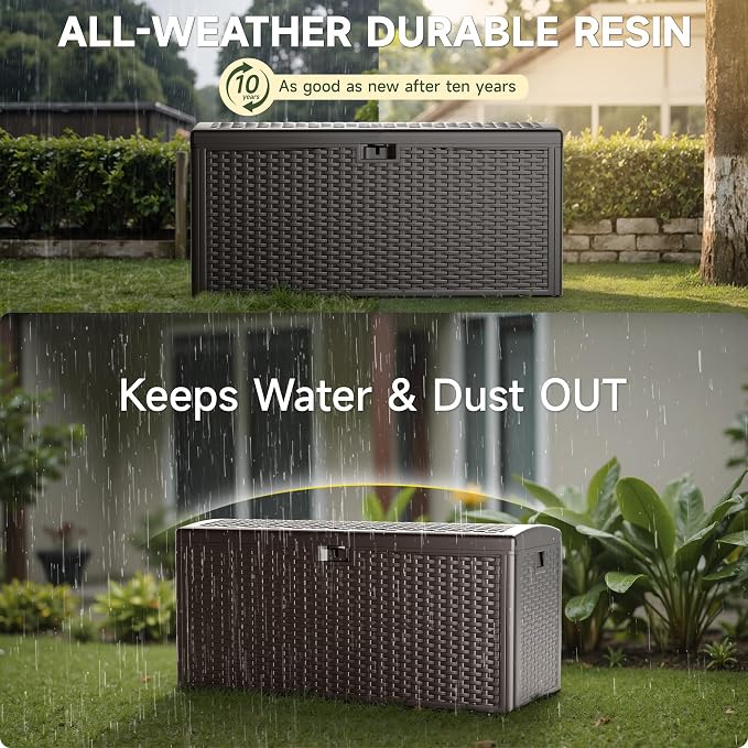 150 Gallon Deck Box, Double Layer Waterproof Resin Outdoor Indoor Storage Box - Image 7