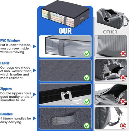 Under Bed Storage Containers, 4 Pack Blanket Storage Bags, Collapsible Storage - Image 6