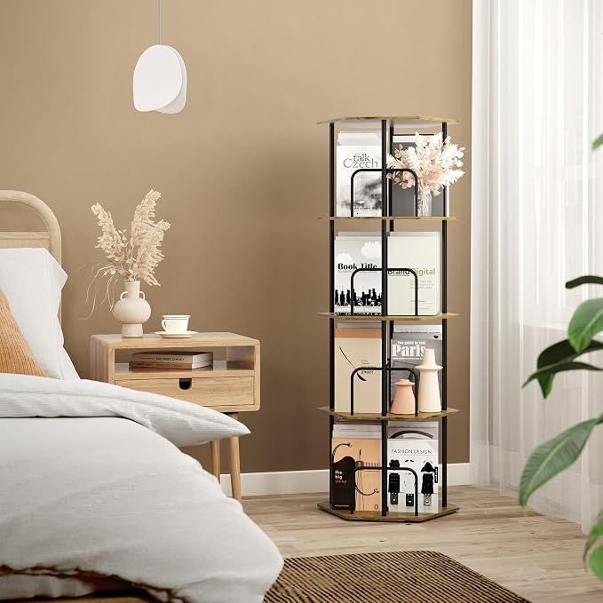 SUNMORY 4 Tier Rotating Bookshelf Tower, Revolving 360 ° Spinning Bookcase | - Image 7