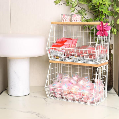 Mefirt Fruit Basket, 2-Tier Fruit Bowl - Image 4