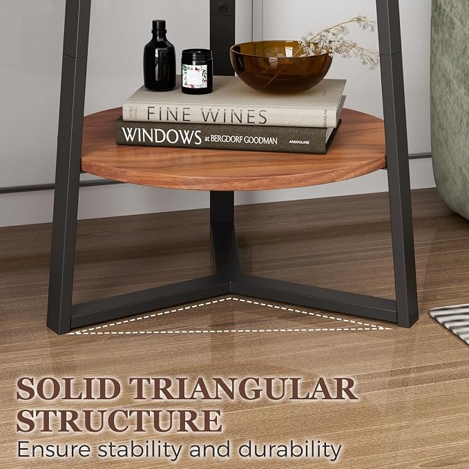 Gadroad Round End Table with Storage Shelf, 2 Tier Farmhouse Side Table - Image 5