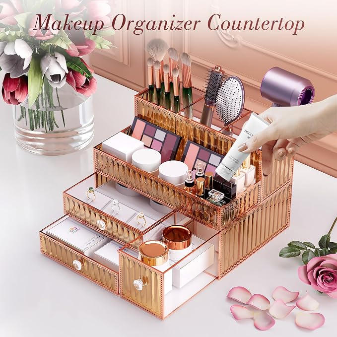 Youdepot Golden Tempered Glass Vanity Organizer - Image 4