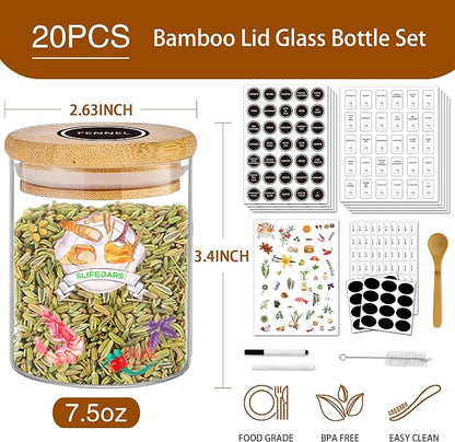 SLifeJars-Spice Jars with Label, 7.5 oz 20pcs Spice Containers Glass Jars with - Image 2