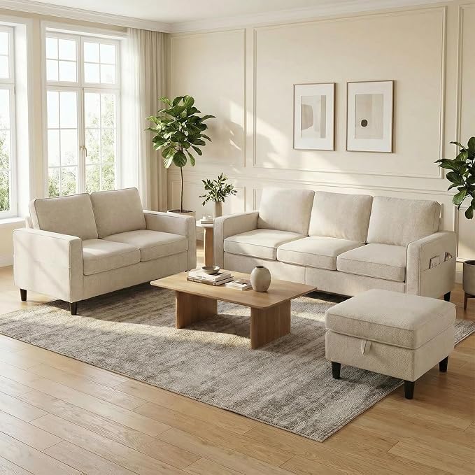 BALUS 78" W Sectional Couches for Living Room, Linen Fabric Sofa by BALUSFuritureHomeLife