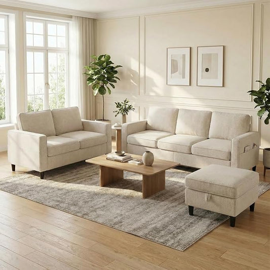 BALUS 78" W Sectional Couches for Living Room, Linen Fabric Sofa by BALUSFuritureHomeLife