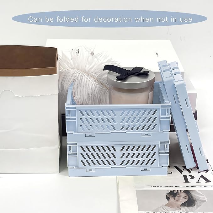 6 Pack Mini Foldable Small Plastic Baskets - Image 7