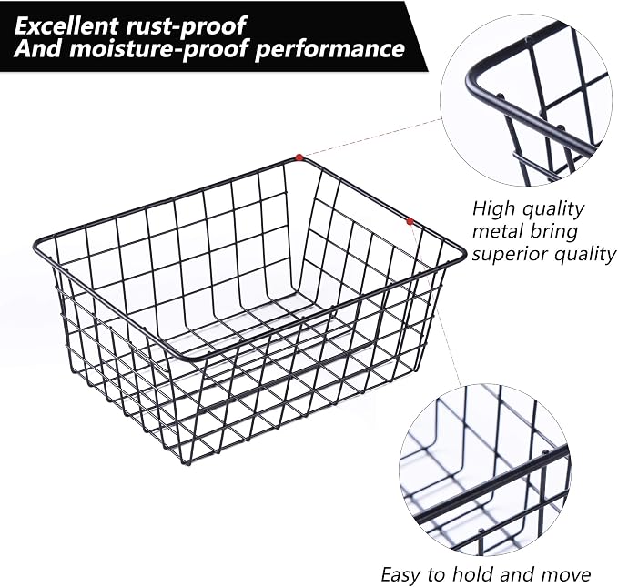 Wire Baskets for Organizing 4 Pack Pantry Baskets For Storage 11x8.7x4.7in | - Image 6