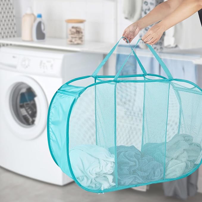 Seiritex Mesh Popup Laundry Hamper 3 Compartment Sortable Horizontal - Image 3