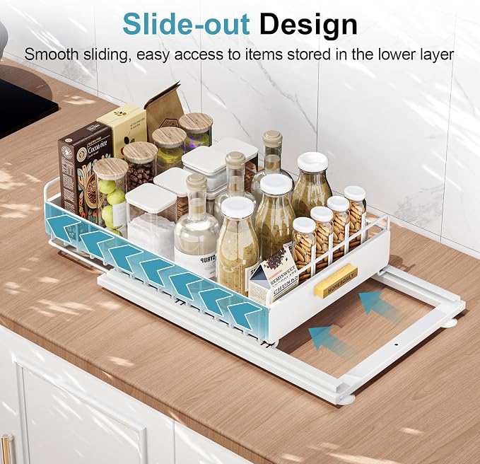 Under Sink Organizer, Kitchen Pull Out Cabinet Organizer, Mute Slide Out Metal - Image 3