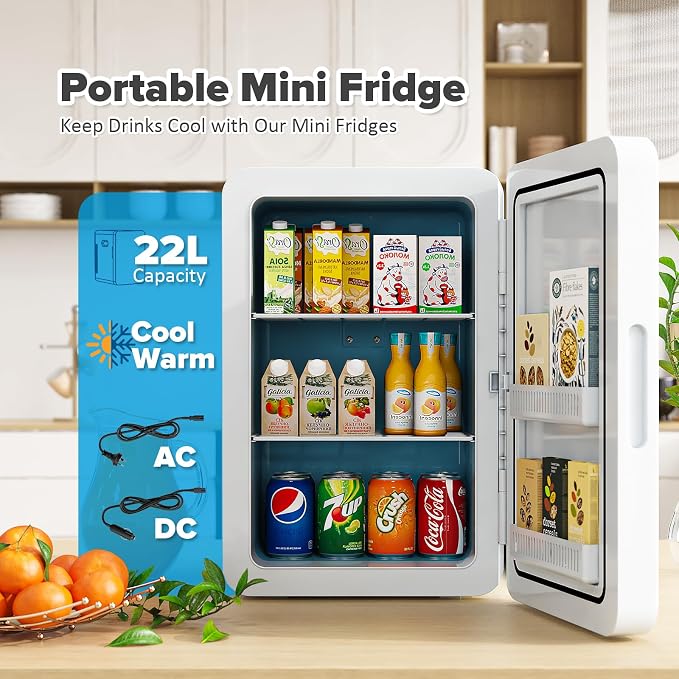 22L/30Cans Mini Fridge for Bedroom, 12v DC Portable Cooler & Warmer, Mini - Image 7