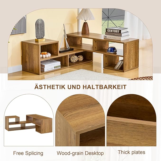 L-Shaped TV Stand for TVs up to 50''+, Modular TV Stand Dark Wood | Modern - Image 8