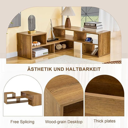 L-Shaped TV Stand for TVs up to 50''+, Modular TV Stand Dark Wood | Modern - Image 8