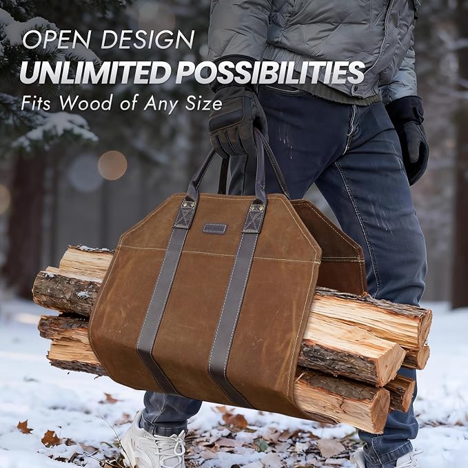 INNO STAGE Canvas Log Carrier Bag, Durable Wood Tote, Fireplace Stove - Image 4