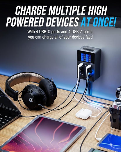 SABRENT VOLTIK Charging Station, 252W 8-Port USB C and USB A Desktop Charger - Image 4