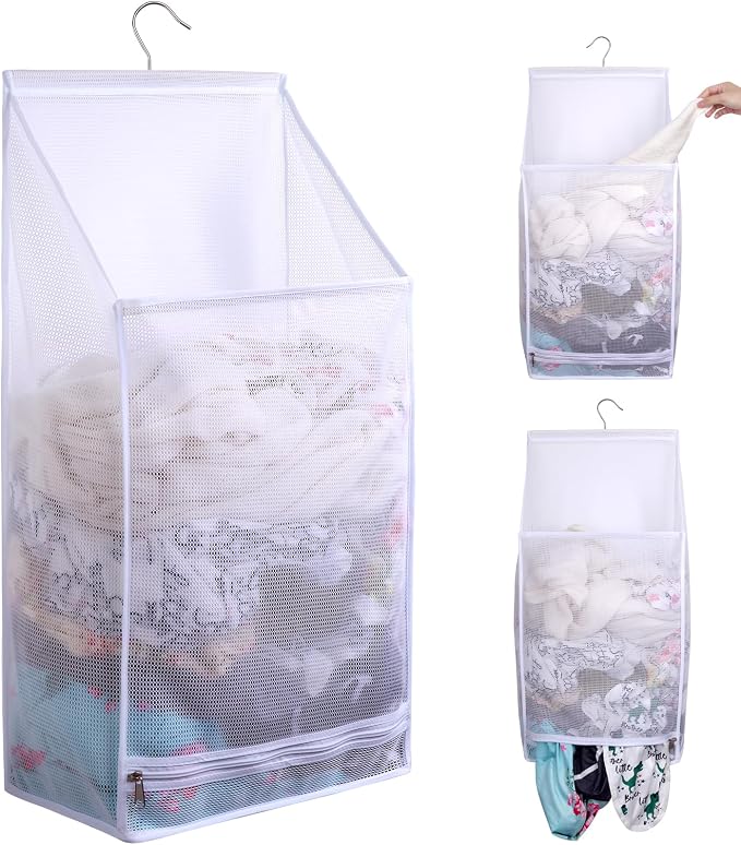 Hanging Collapsible Breathable Mesh laundry bags, Fast Drying Portable Space by GUMQDD