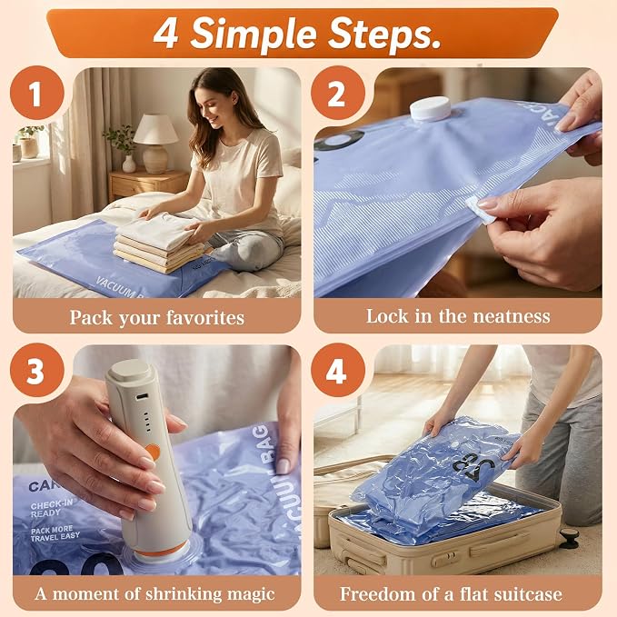 Vacuum Storage Bags with Rechargeable Cordless Pump, Space Saving Seal Bags - Image 8