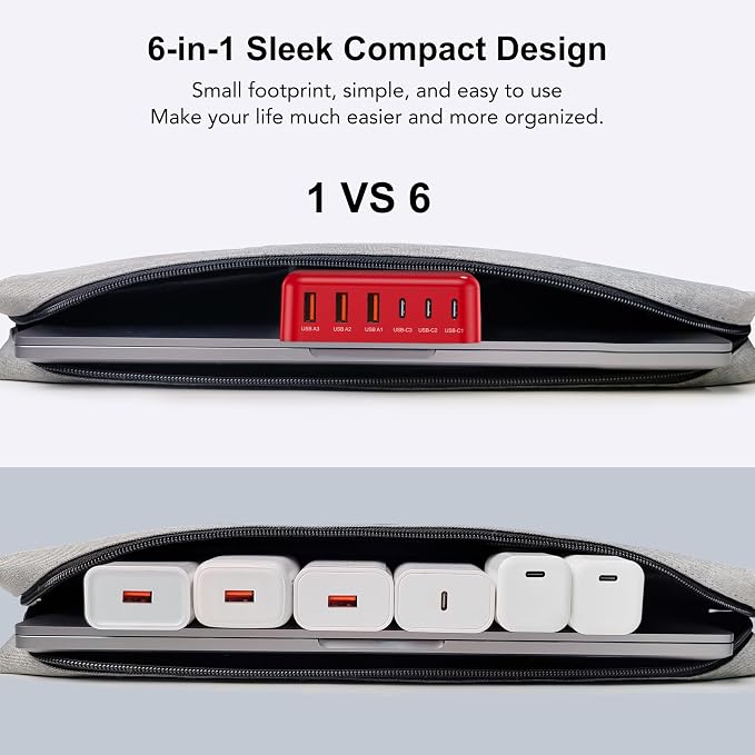USB C Fast Charger, 100W GaN 6 Port Type C Charging Station Hub Block Cube - Image 7