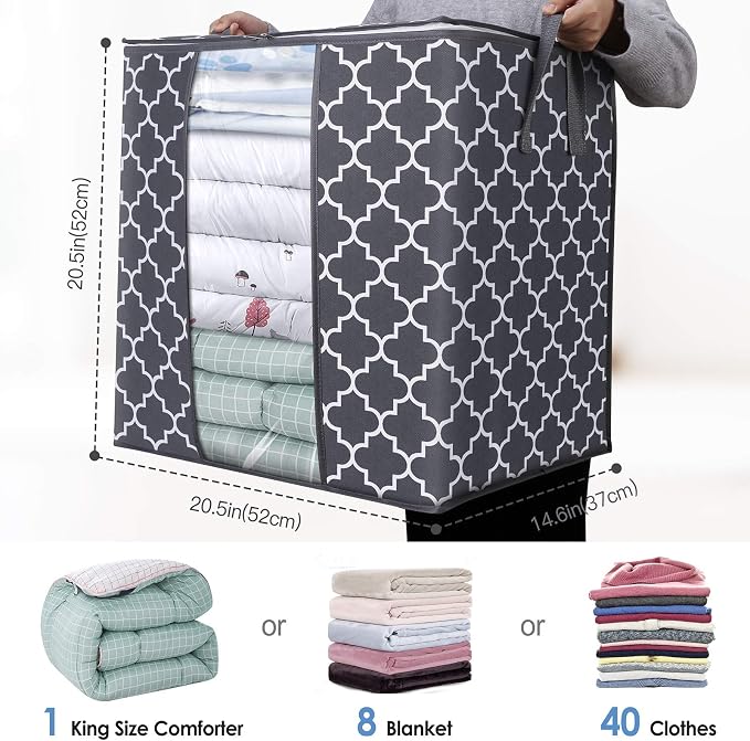 WISELIFE Storage Bags 4 Pack/100L Large Blanket Clothes Organization and - Image 2
