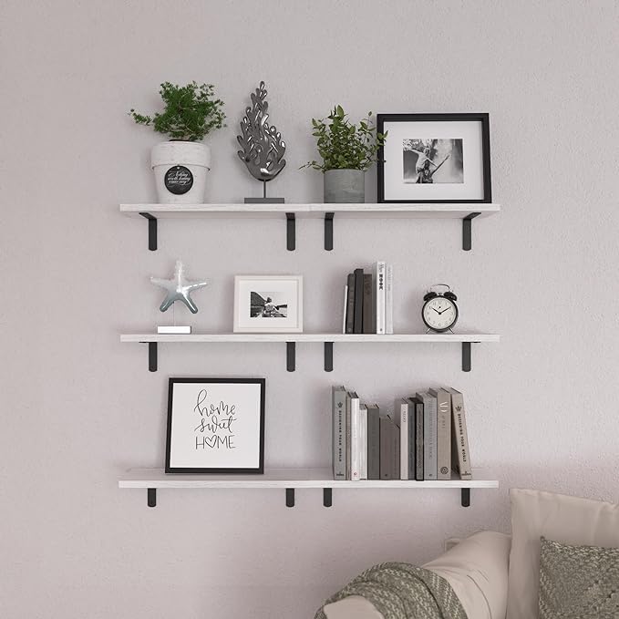 WOPITUES White Floating Shelves Set of 6, Wood - Image 6