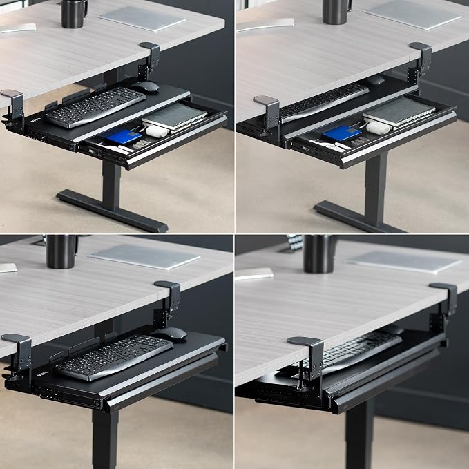 VIVO Large Height Adjustable Clamp-on Keyboard Tray, Extra Sturdy Pull Out - Image 9