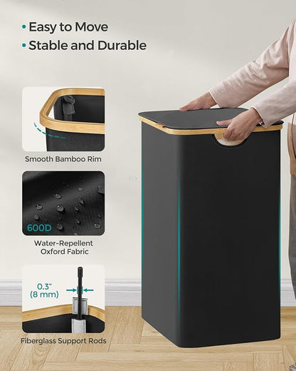 SONGMICS Laundry Hamper with Lid, 2-Section Large Laundry Basket, 34.3-gallon - Image 7