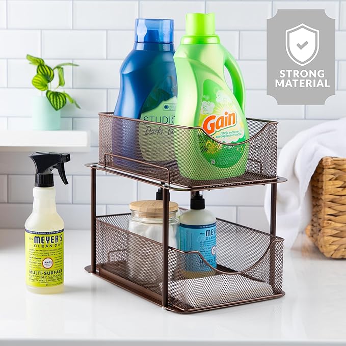 Sorbus 2 Tier Metal Under Sink Organizer - Image 6