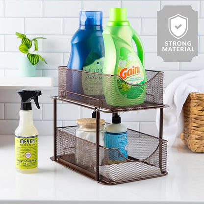Sorbus 2 Sets of 2 Tier Metal Under Sink Organizer - Image 5