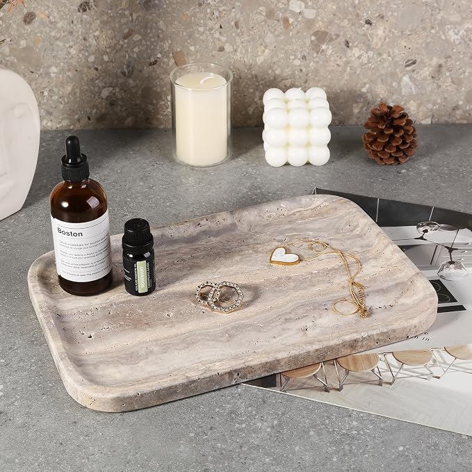 Marble Vanity Trays, Travertine Bathroom Tray, Decorative Tray - Image 4