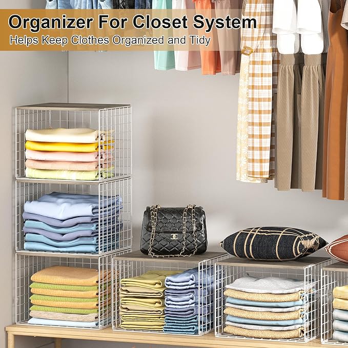 6 Pack Closet Organizers And Storage, Stackable Closet Shelf Organizer Storage - Image 6