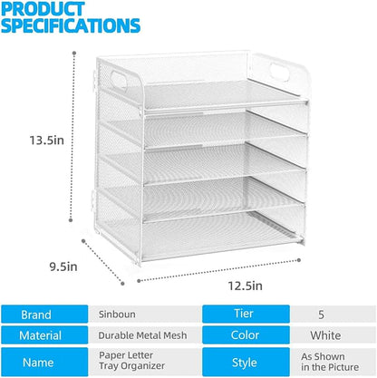 Letter Tray Paper Organizer 5-Tier Desk Organizer File Organizer Paper Holder - Image 2