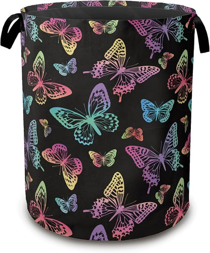 Rainbow Butterfly Collapsible Laundry Baskets, Laundry Hamper, Storage Basket by Unknown