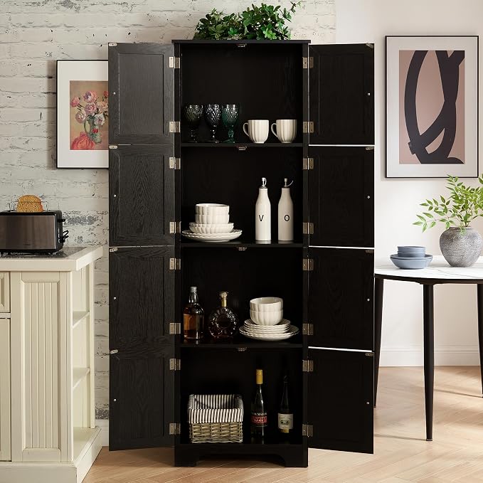 72" H Farmhouse Storage Cabinet, 4 Tier Kitchen Pantry Cabinet - Image 7