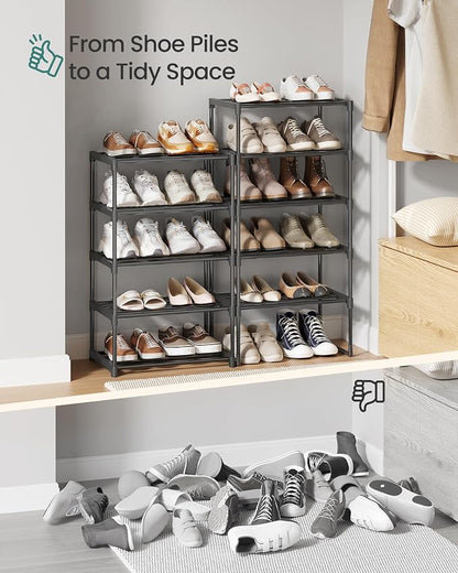 SONGMICS Shoe Rack, 10-Tier Shoe Organizer, Metal Storage Shelf, Upright or - Image 9