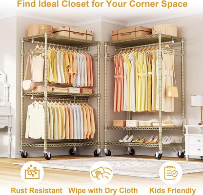 P1 Rolling Clothes Rack, Portable Wardrobe Closet - Image 7