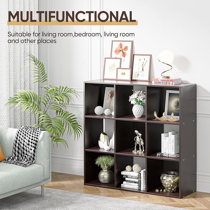 ZenStyle 9 Cube Storage Shelf Organizer, Wooden Bookshelf System Display Cube - Image 5