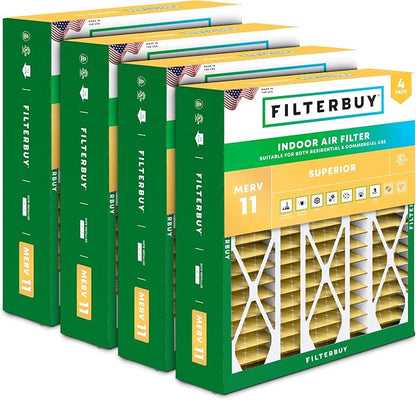 Filterbuy 20x25.25x3.5 Air Filter MERV 11 Superior Pet & Allergy Defense by Filterbuy