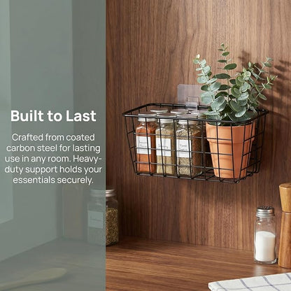 2 Set Adhesive Hanging Wall Basket Inside Cabinet Door Organizer, Wall Storage - Image 11